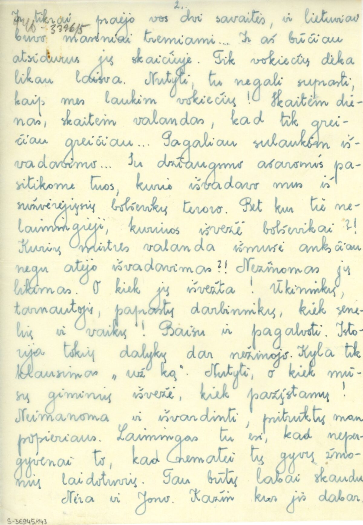 B. Avižonytės-Blaževičienės laiško A. Blaževičiui dalis