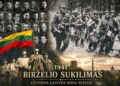 1941 metų Birželio sukilimo dalyvių atminimą simbolizuojanti Lietuvos trispalvė ir sukilėlių kovos vaizdinys