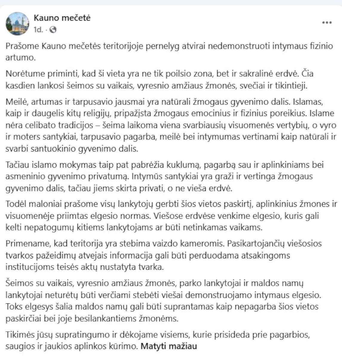 Kauno mečetės pamokymai lietuviams | Alkas.lt ekrano nuotr.
