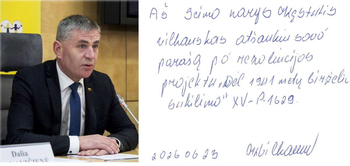 Kęstutis Vilkauskas išsižada savo parašo