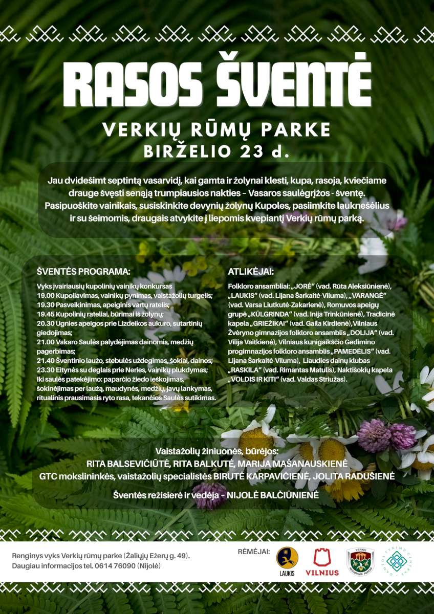 Rasos šventėa Verkiuose 2026 dienotvarkė