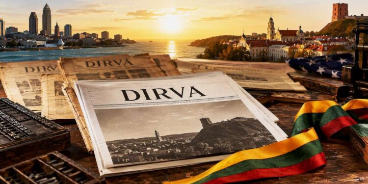 Atnaujinto JAV lietuvių laikraščio „Dirva“ leidybos patriotinė iliustracija