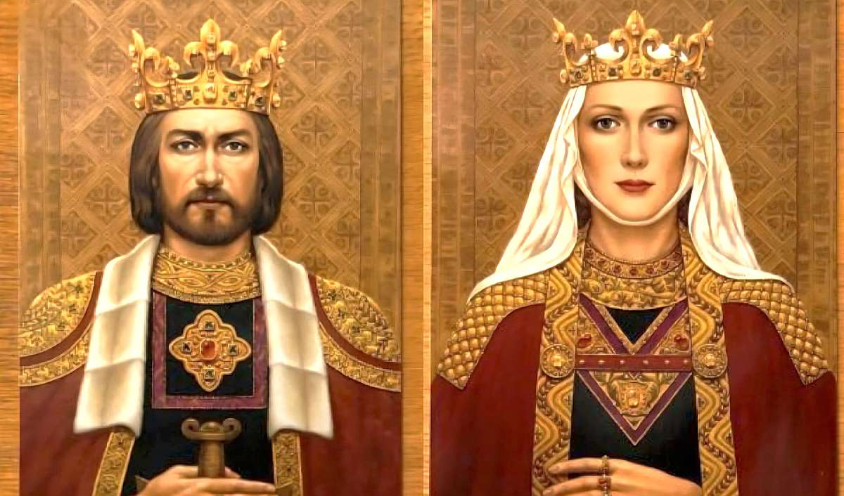 Karalius Mindaugas ir jo žmona Morta  Dailininkės Janinos Malinauskaitės tapyba.