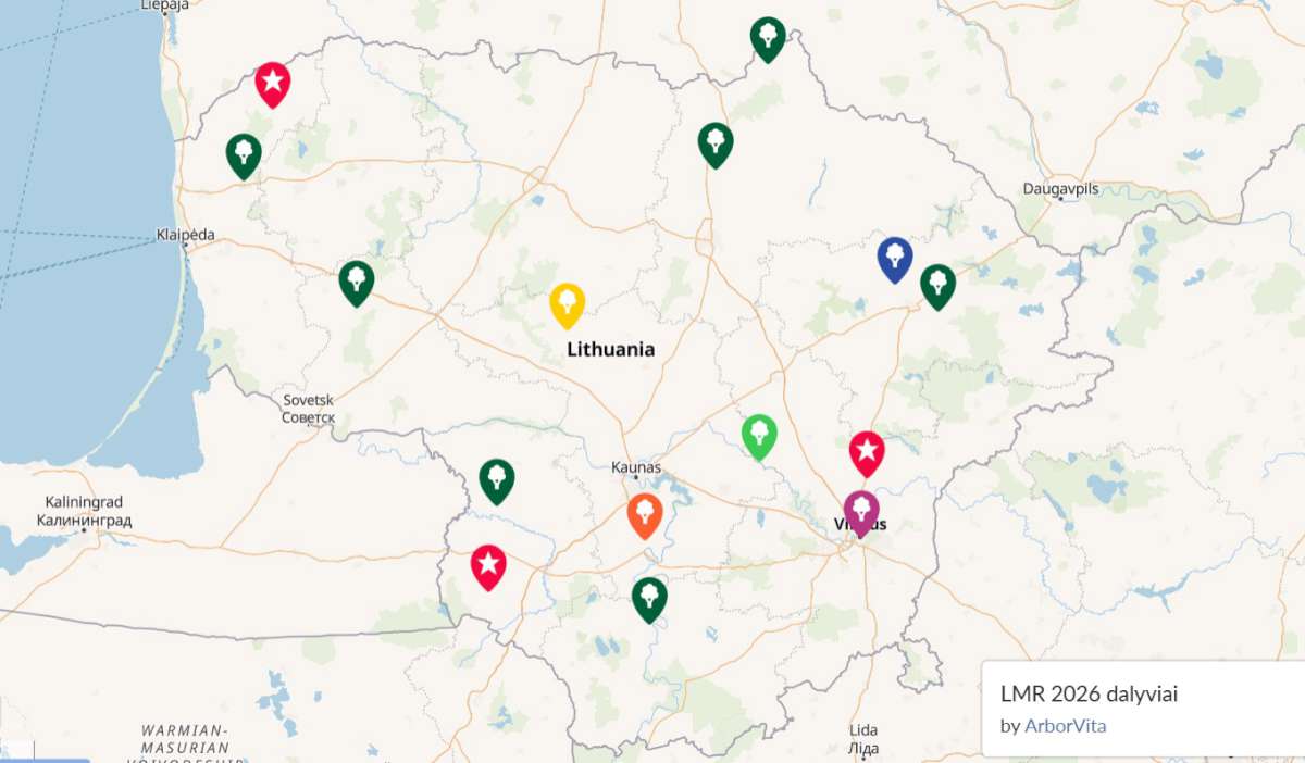Žemėlapis „Medžiai LMR 2026 dalyviai"