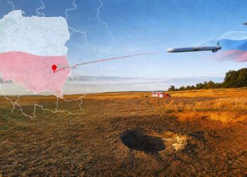 Rusijos raketos skrydžio į Tarnawa-Kolonia vietovę Lenkijoje vaizdinis atkūrimas