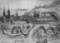 Klaipėda. Raižinys. XVII a.. Iš Ch. Hartknocho „Alt und Neues Preussen“. Frankfurtas-Lepcigas, 1684 m.