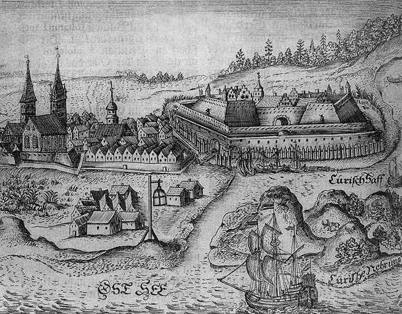 Klaipėda. Raižinys. XVII a.. Iš Ch. Hartknocho „Alt und Neues Preussen“. Frankfurtas-Lepcigas, 1684 m.