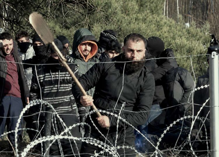 Nelegalus migrantas puola Lietuvos sieną