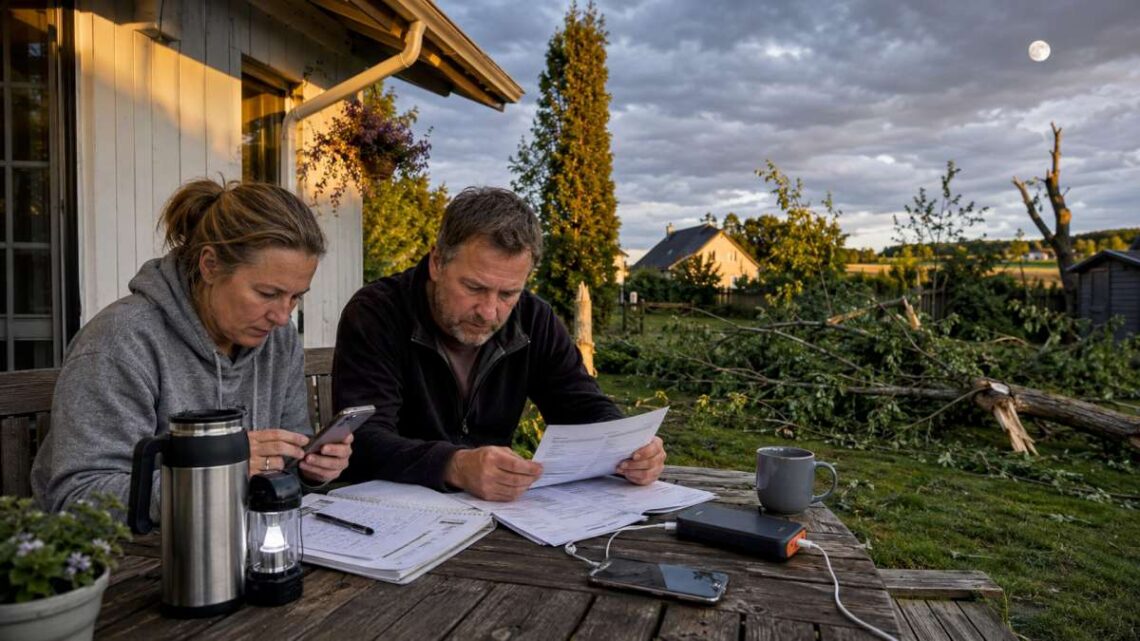 Žmonės po audros Lietuvoje ramiai peržiūri dokumentus ir artimiausių darbų planą