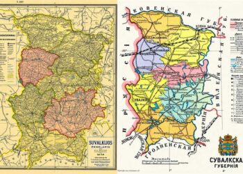B. K. Balučio 1915 m. Suvalkijos žemėlapis ir 1913 m. Suvalkų gubernijos žemėlapis