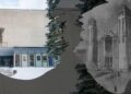 Buvę Statybininkų kultūros rūmai ir Antano Vivulskio projektuotos Švč. Jėzaus Širdies bažnyčios piešinys