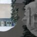 Buvę Statybininkų kultūros rūmai ir Antano Vivulskio projektuotos Švč. Jėzaus Širdies bažnyčios piešinys