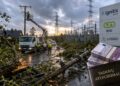 Po audros pažeistos elektros linijos ir elektros tinklų remonto darbai Lietuvoje