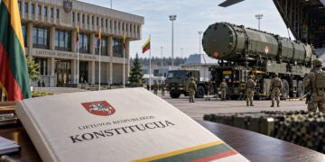 Lietuvos Respublikos Konstitucija, Seimo rūmai ir branduolinio ginklo dislokavimą vaizduojanti karinė technika