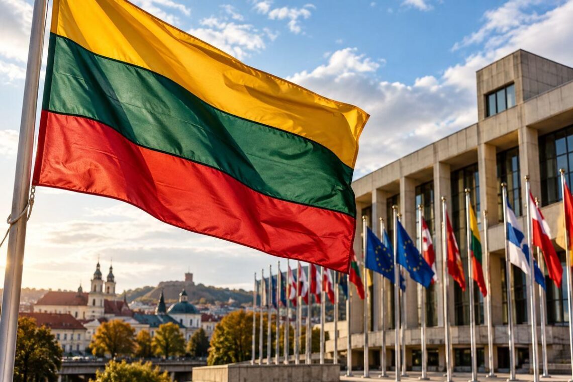 Lietuvos trispalvė tarp kitų valstybių vėliavų