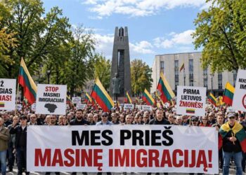 Asociatyvi protesto prieš masinę imigraciją Vinco Kudirkos aikštėje iliustracija