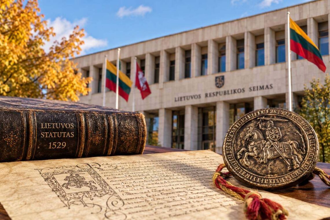 Seimo rūmai, Lietuvos Statutą ir valstybingumą simbolizuojantis istorinis koliažas
