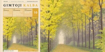 Žurnalo „Gimtoji kalba“ 2026 metų spalio numerio viršelis su Lidijos Meškaitytės miniatiūra „Alėja“.
