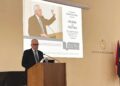 Akademikas Alvydas Jokubaitis skaito paskaitą Lietuvos mokslų akademijoje