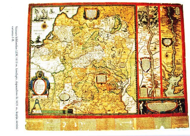 Veimaro bibliotekos LDK 1613 m. žemėlapio, išspausdinto iki 1631 m. kopija, sieninis variantas, patalpintas A. A. Gliožaičio leidinyje