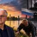 Simbolinis koliažas: autoriaus portretas, Nemuno krantas ir į Lietuvos pusę iš vandens lipantis persekiojamas vyras, tolumoje – Rusijos kalėjimo, grotų ir spygliuotos vielos vaizdai.