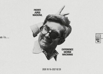 Parodos „Patirti Jurgį Mačiūną“ vaizdinė medžiaga su Jurgio Mačiūno atvaizdu