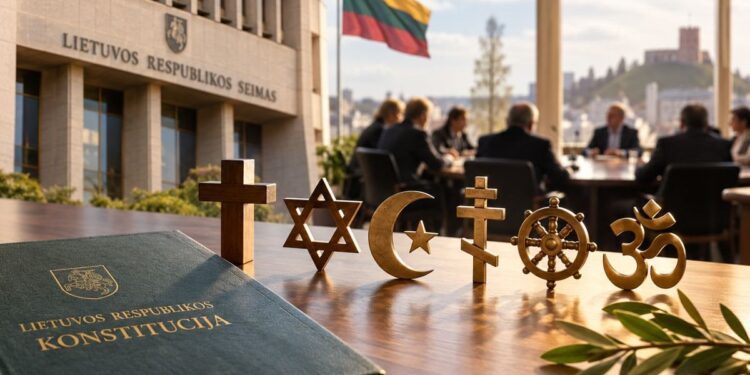Konstitucija, religijų simboliai ir Seimas – religinių bendrijų pripažinimo iliustracija