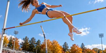 Jauna sportininkė šuolio su kartimi akimirką – 2026 m. spalio 4-osios horoskopas