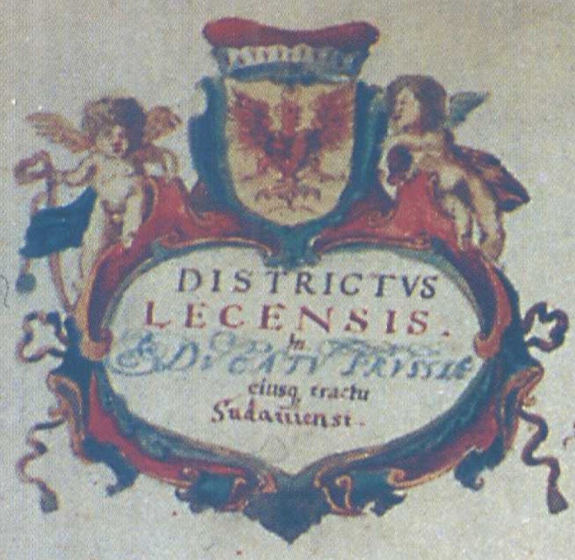1665 m. Prūsijos kunigaikštystės Sūduvos srities ir Lėciaus apskrities žemėlapio fragmentas