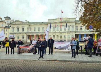 Tautos forumo piketo dalyviai prie Lietuvos Respublikos Prezidentūros Vilniuje