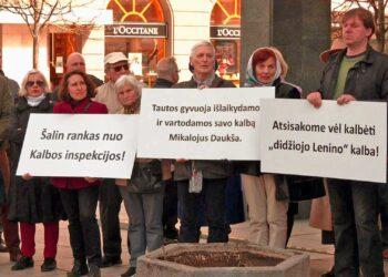 NS piketas prie Ekonomikos ir inovacijų ministerijos prieš valstybinės kalbos išvalstybinimą | Alkas.lt nuotr.