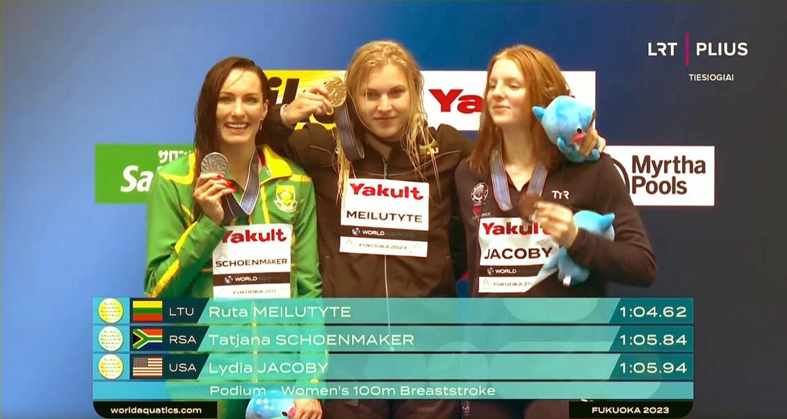 Rūta Meilutytė vėl pasaulio čempionė! | Alkas.lt ekrano nuotr.