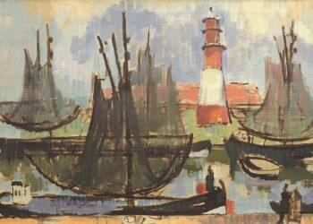 Bischoff Eduard, Žvejų laivai prie Pillau (1937) | A. Popovo ir J. Kosinovos rinkinio nuotr.