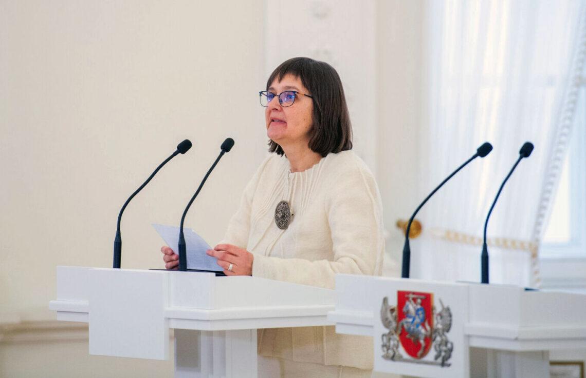 Dr. Daiva Vaitkevičienė kalba Prezidentūroje Nacionalinės J. Basanavičiaus premijos įteikimo proga | lrp.lt, R. Dačkaus nuotr.