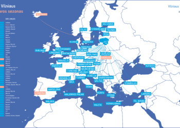 Skrydžių krypčių žemėlapis | ltou.lt nuotr.