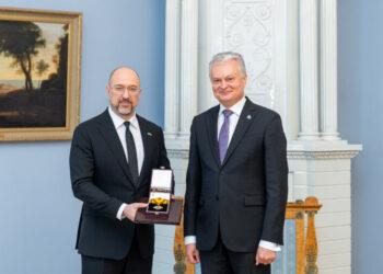 Prezidentas susitinka su Ukrainos Ministru Pirmininku Denysu Šmyhaliu | R. Dačkaus nuotr.