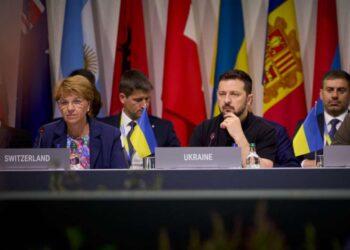 V. Zelenskis Šveicarijoje vykstančiame Taikos aukščiausiojo lygio susitikime 2024 06 15 | president.gov.ua nuotr.