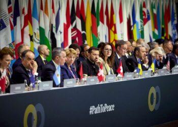 V. Zelenskis Šveicarijoje vykstančiame Taikos aukščiausiojo lygio susitikime 2024 06 15 | president.gov.ua nuotr.