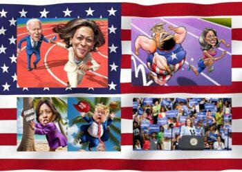 Kamala Haris prieš Donaldą Trampą | Alkas.lt koliažas