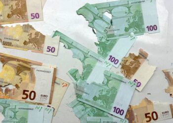 Sugraužti banknotai | Lietuvos banko nuotr.